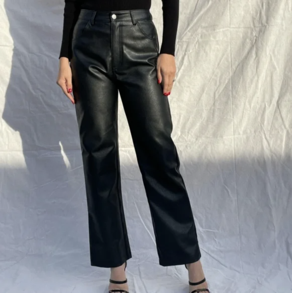 Leather Straight Leg Pants
